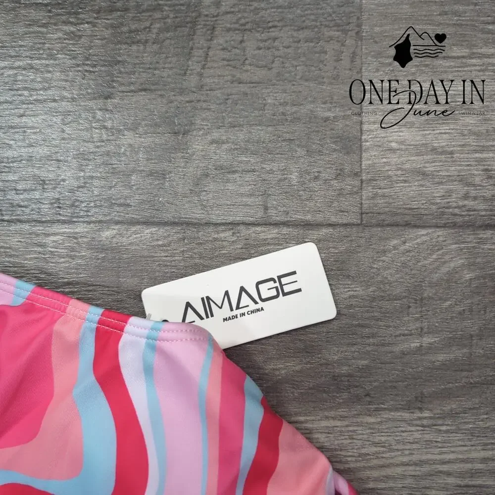 Aimage Cross Front Halter Bikini Swimsuit Size M